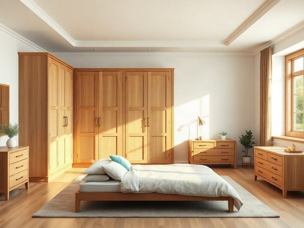 10 mẫu tủ quần áo tại TPHCM đẹp chất lượng Tủ quần áo cao cấp năm cánh đặt trong phòng ngủ master rộng rãi