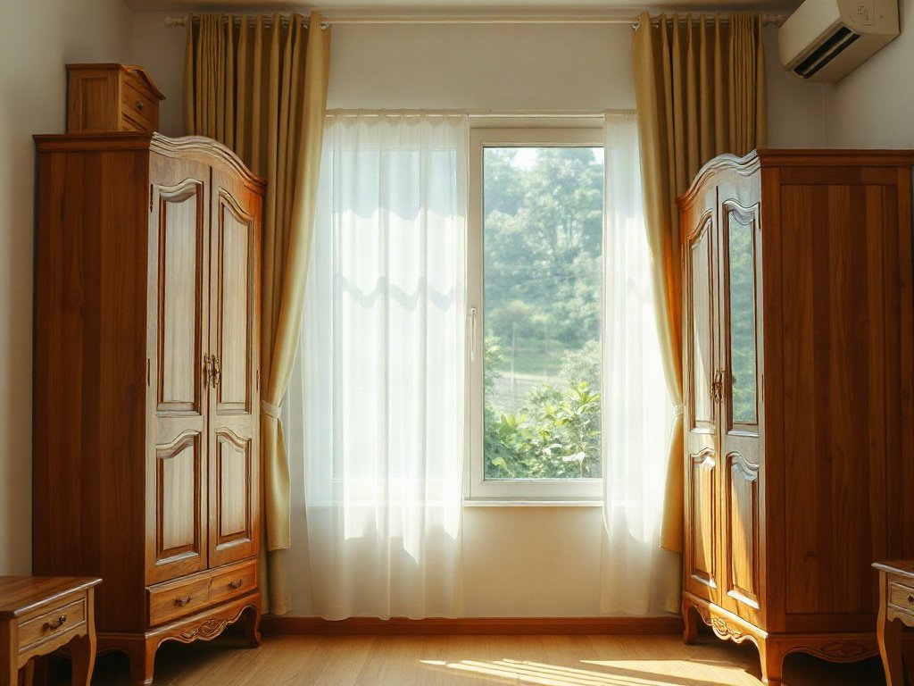 Cách Bảo Quản Tủ Quần Áo Tránh Ẩm Mốc Hiệu Quả Tủ quần áo gỗ đặt gần cửa sổ thông thoáng