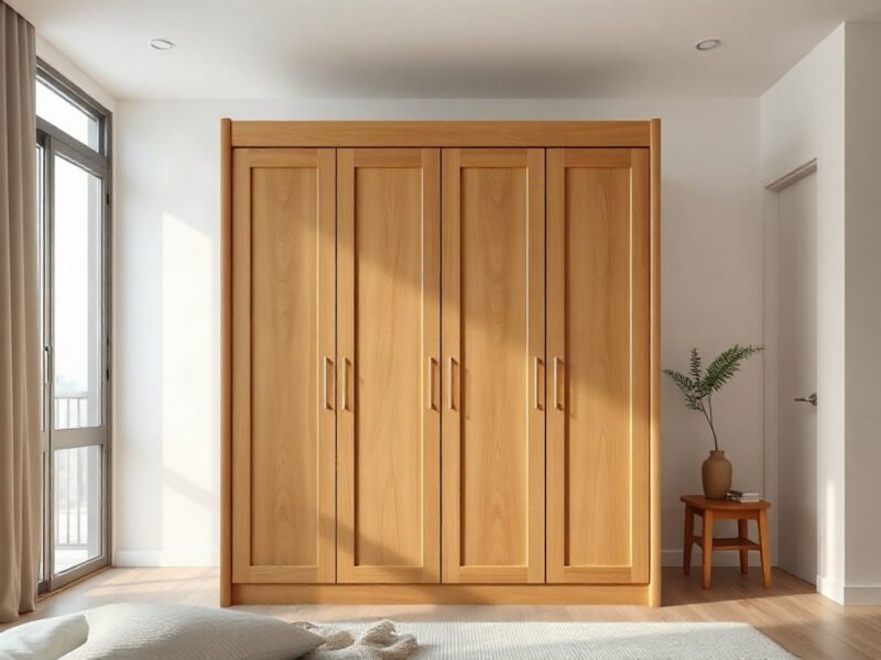 Tủ quần áo gỗ tự nhiên bốn cánh mẫu tủ gỗ tại quận 6 phổ biến