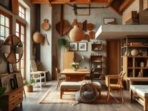 tủ quần áo gỗ tự nhiên đặt trong phòng ngủ ấm cúng