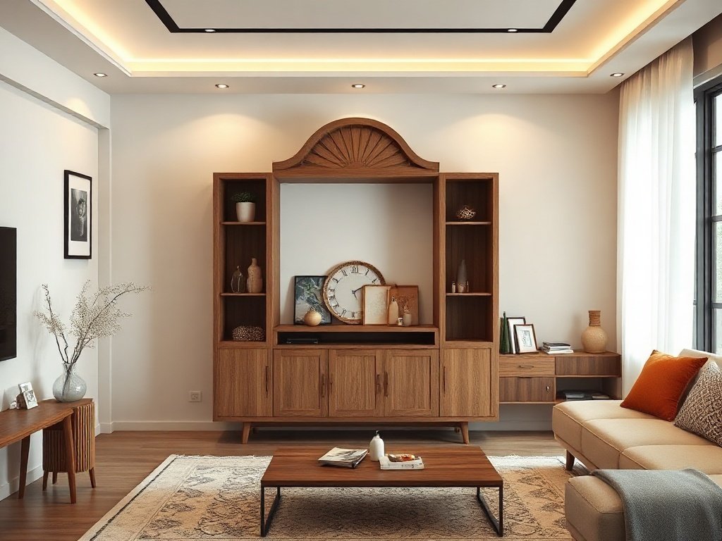 Tủ thờ gỗ tự nhiên phong cách hiện đại cho căn hộ