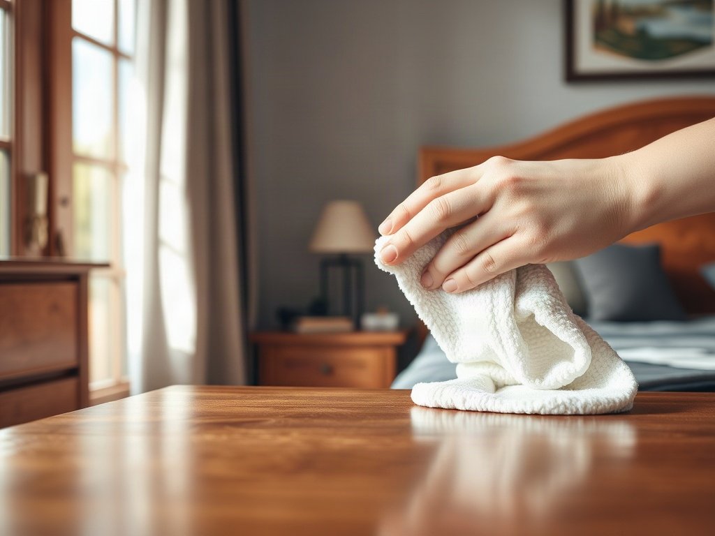 Vệ sinh bề mặt gỗ sơn PU của nội thất phòng ngủ đúng cách
