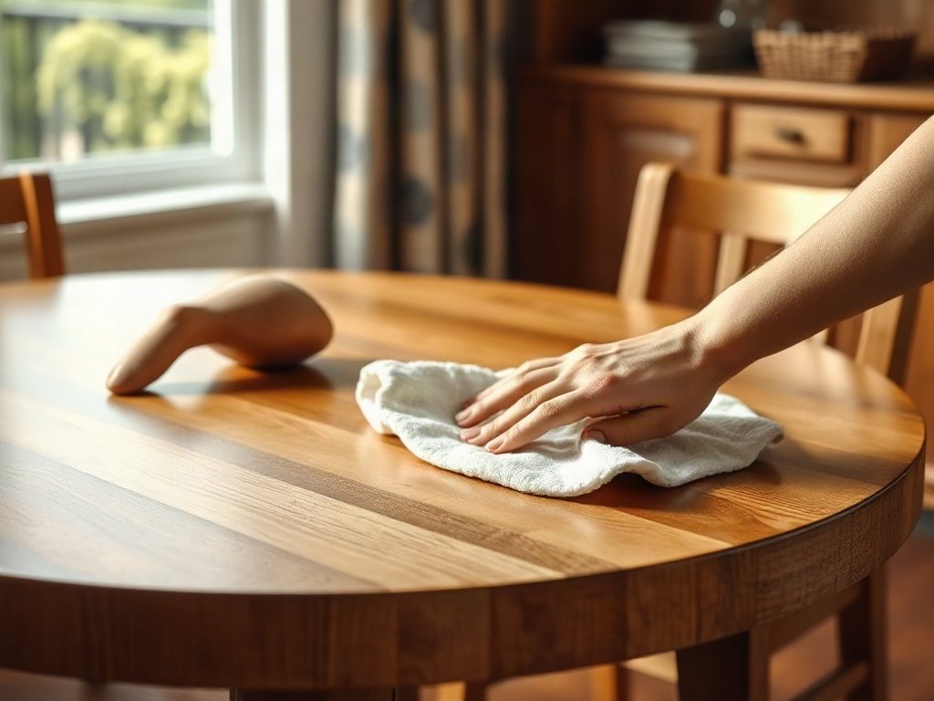 Lựa chọn bộ bàn ăn tròn 4 ghế phù hợp với nhu cầu sử dụng Vệ sinh mặt bàn ăn tròn 4 ghế bằng khăn mềm đúng cách