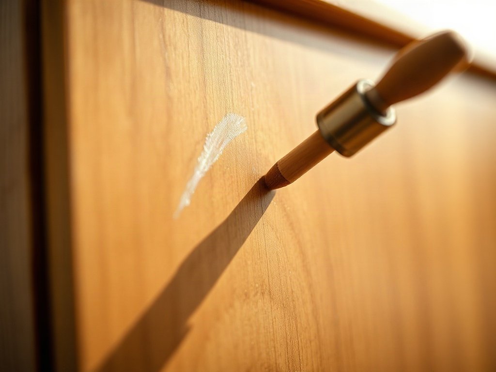Xử lý vết xước nhẹ trên mặt tủ quần áo bằng sáp màu gỗ