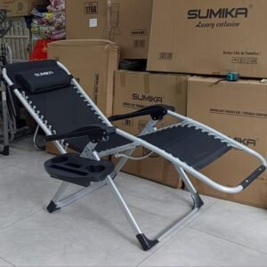 Ghế xếp thư giãn Sumika lưới đen khung xám