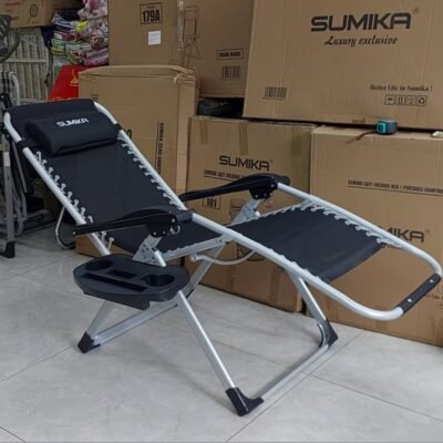 Ghế xếp thư giãn Sumika lưới đen khung xám