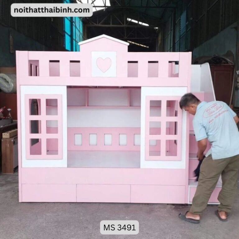 Giường tầng trẻ em hình ngôi nhà MS 3491 – Sự lựa chọn hoàn hảo cho bé yêu