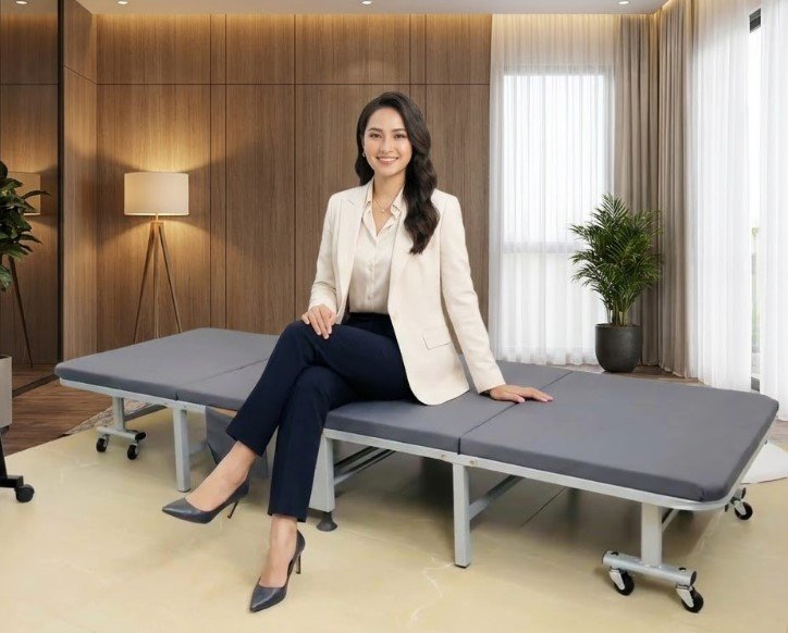 Giường xếp gấp gọn SUMIKA chính hãng 70cm MS 3488 Giường xếp gọn SUMIKA đặt trong không gian phòng ngủ nhỏ