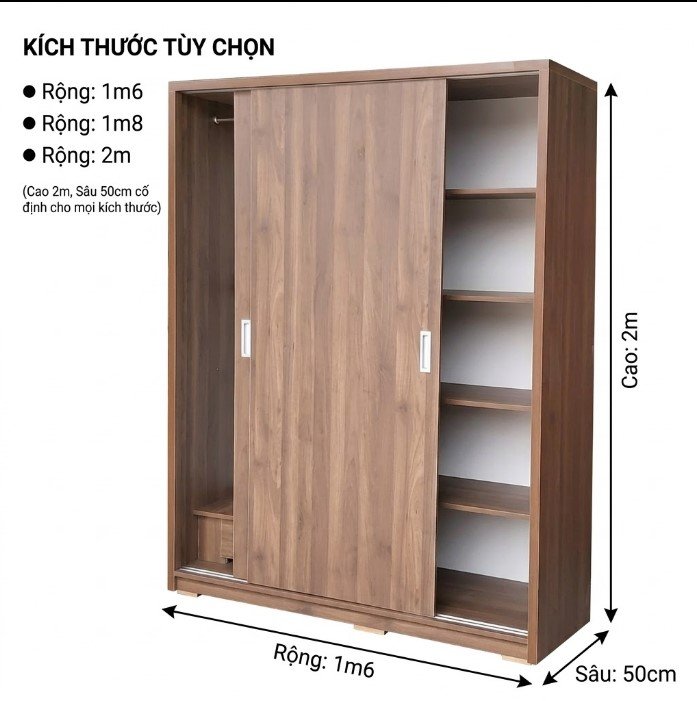 Tủ Quần Áo Cửa Lùa Hiện Đại MS 1297 - Giá Tốt Tại TPHCM Chi tiết cửa lùa của tủ quần áo MS 1297