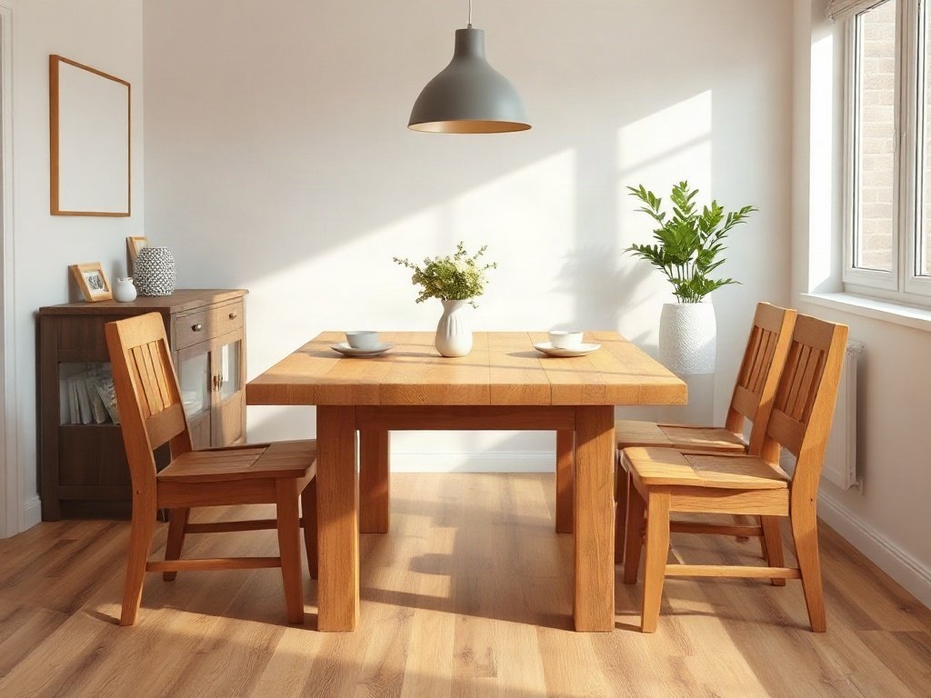 5 ưu điểm bàn ăn gỗ so với bàn kính trong không gian sống Bàn ăn gỗ giá rẻ phù hợp phòng ăn nhỏ gia đình trẻ