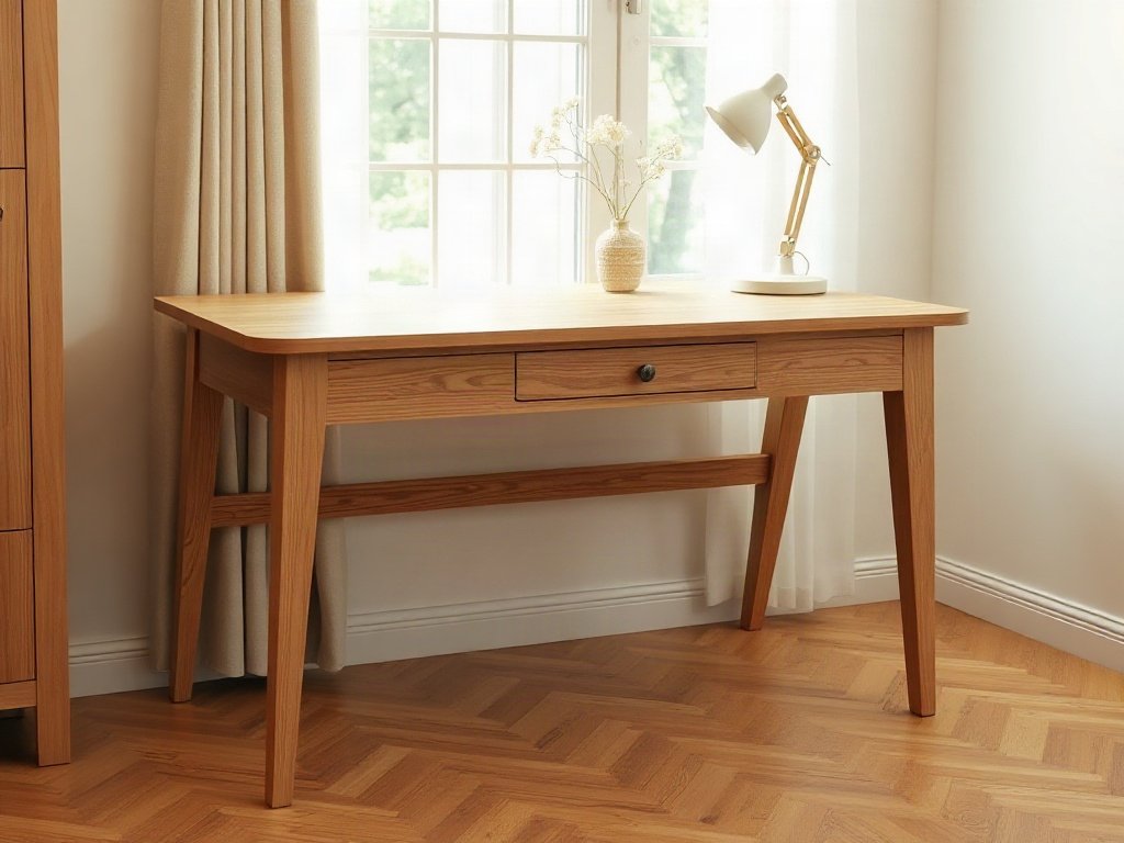Bàn học gỗ tự nhiên đặt gần cửa sổ cần bảo quản đúng cách