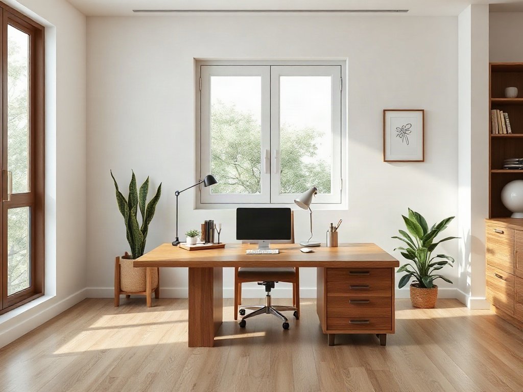 Bàn làm việc tại TPHCM chất lượng giá tốt Bàn làm việc tại TPHCM bằng gỗ tự nhiên đặt trong phòng sáng