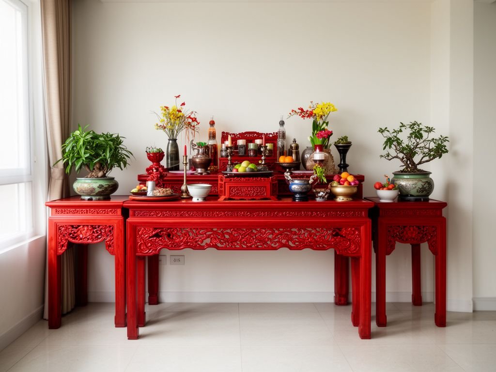 Bàn Thờ Chung Cư Gỗ Gõ Đỏ Nhỏ Gọn Phong Thủy Chuẩn Bàn thờ chung cư gỗ gõ đỏ nhỏ gọn phong thủy treo tường phòng khách