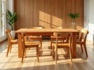 Bộ bàn ăn gỗ tự nhiên sáu ghế mua bàn ăn gỗ tại quận 4 chắc chắn