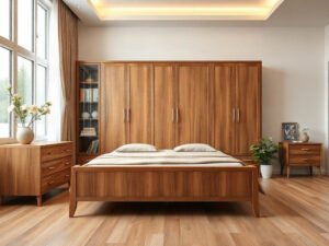 Bộ đồ gỗ cao cấp phòng ngủ bằng gỗ tự nhiên vân gỗ ấm áp