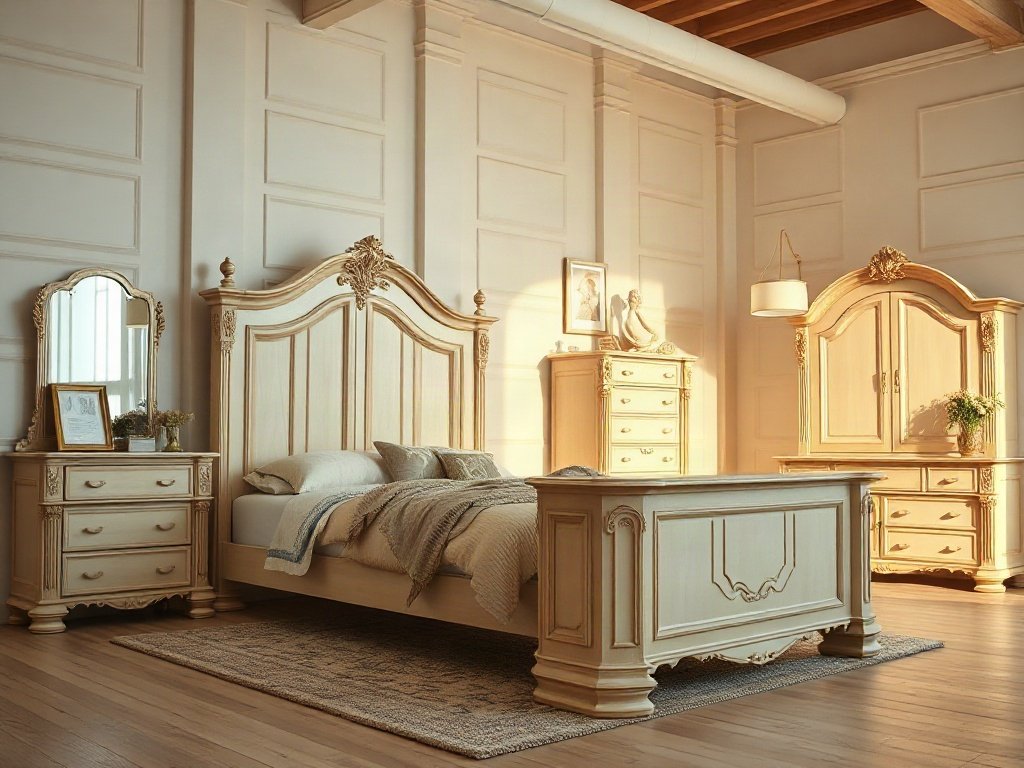 Bộ phòng ngủ tân cổ điển nhẹ nhàng hoàn thiện tại xưởng Thái Bình