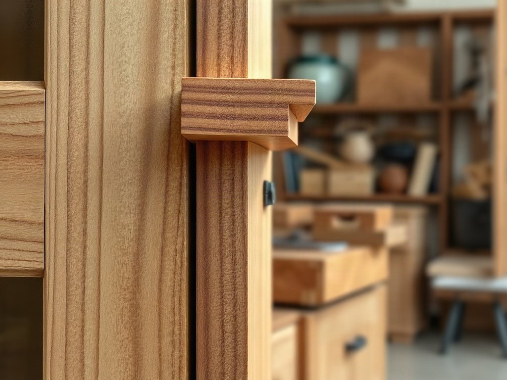 Cận cảnh mối mộng góc tủ gỗ tự nhiên chắc chắn bền lâu