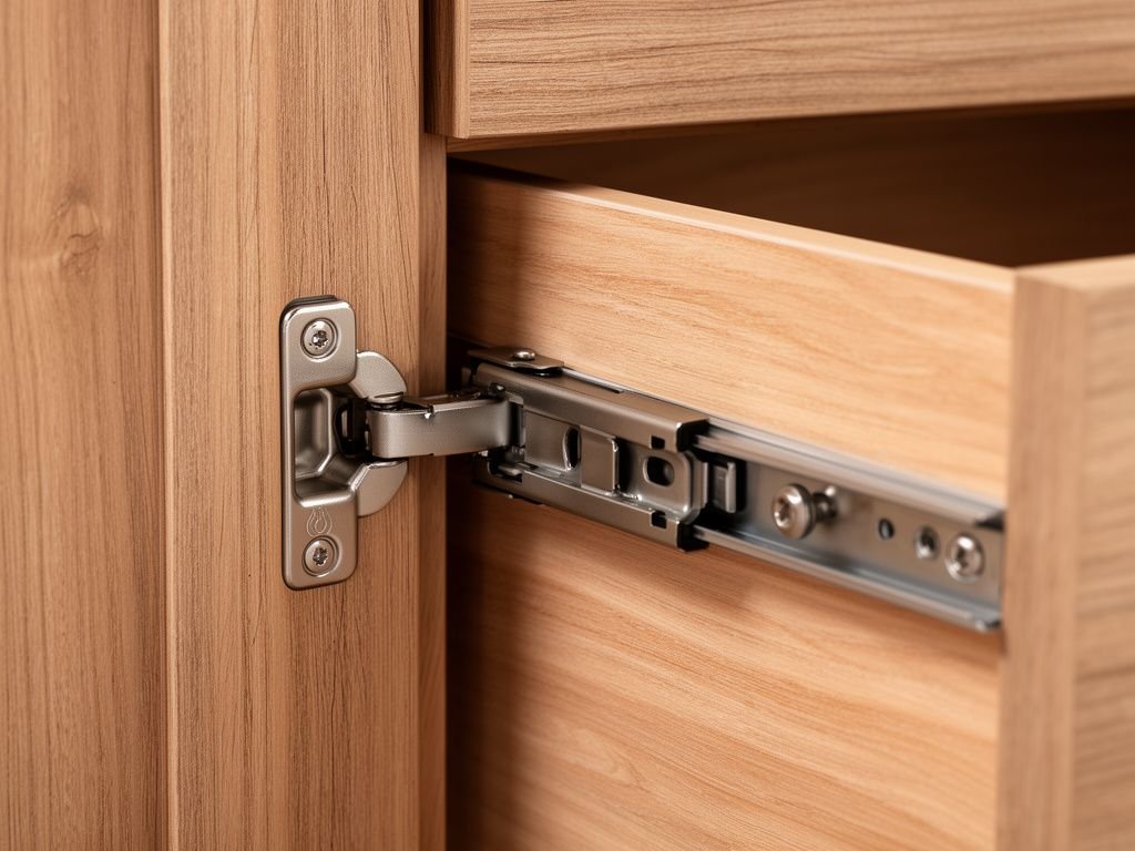 Địa Chỉ Bán Nội Thất Gỗ Uy Tín Tại TPHCM: Kinh Nghiệm Chọn Chi tiết bản lề và ray trượt ngăn kéo tủ gỗ chất lượng