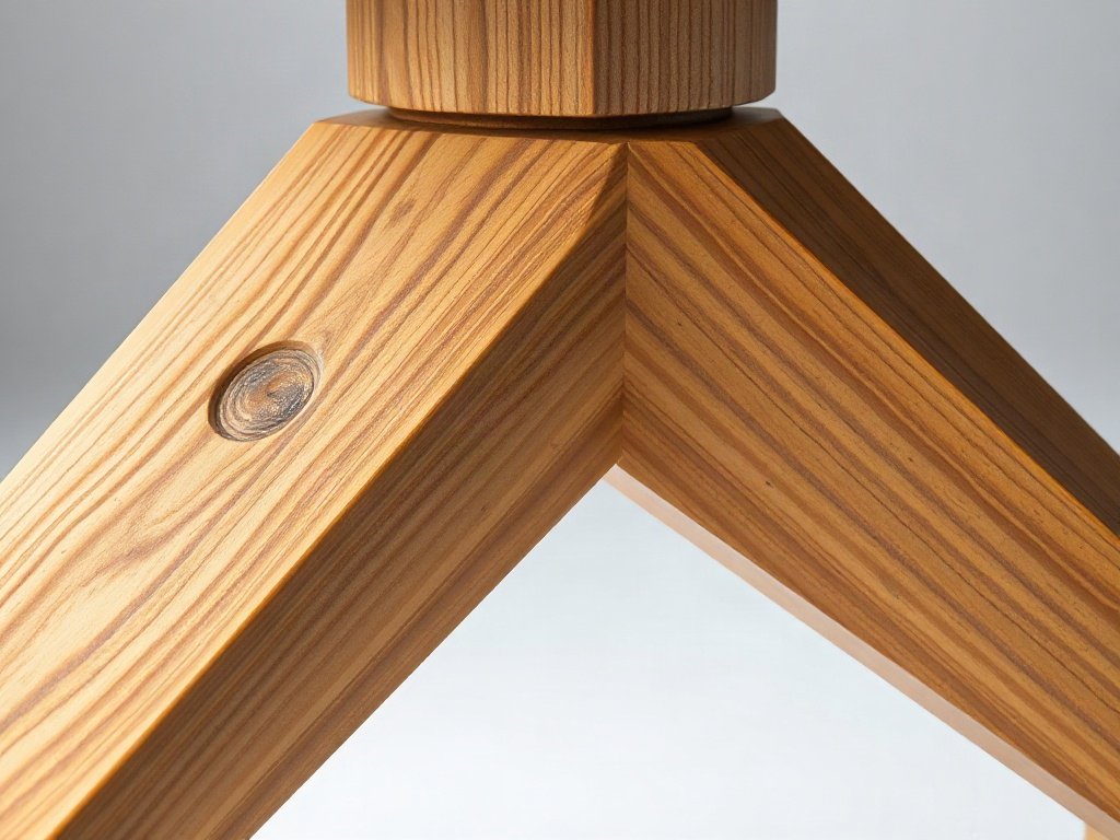 Bàn Ăn Gỗ Tự Nhiên 6 Ghế Chân Chữ V - Đẹp & Bền Vững Chi tiết mối nối chân chữ V của bàn ăn gỗ tự nhiên