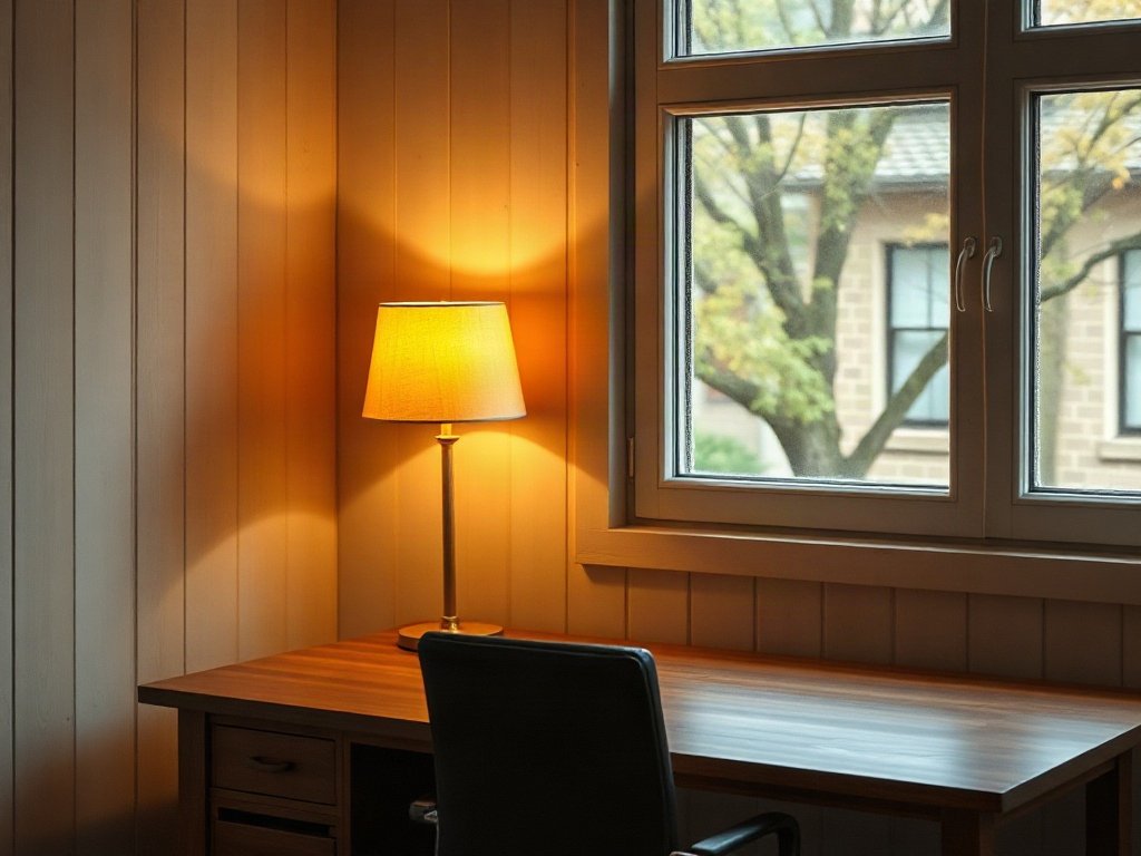 3 Cách Cải Thiện Phong Thủy Bàn Làm Việc Đèn bàn ánh sáng vàng ấm hỗ trợ phong thủy bàn làm việc buổi tối