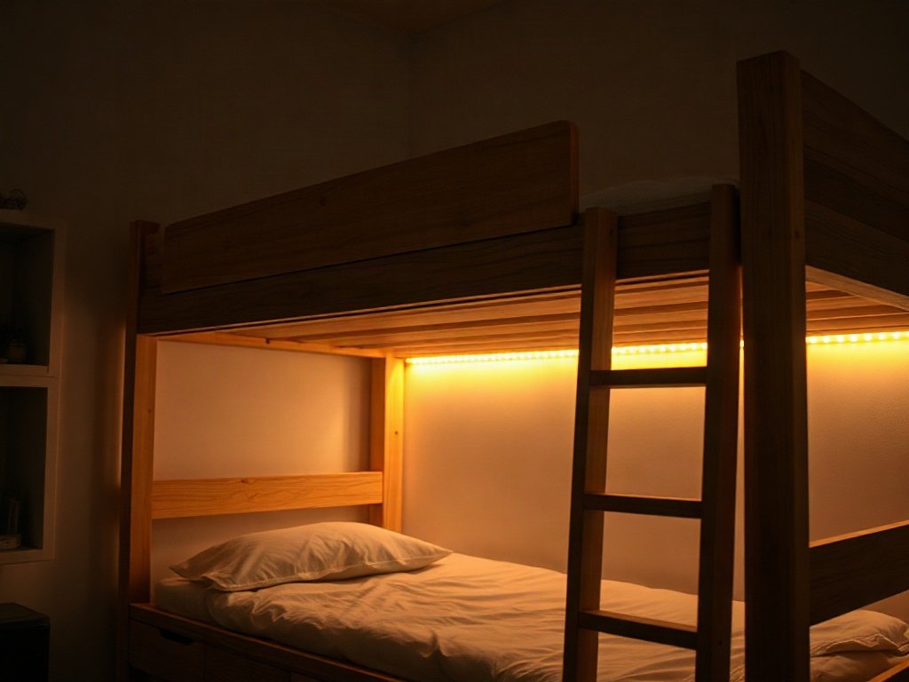 đèn LED dây viền thành giường tầng tạo ánh sáng ấm áp