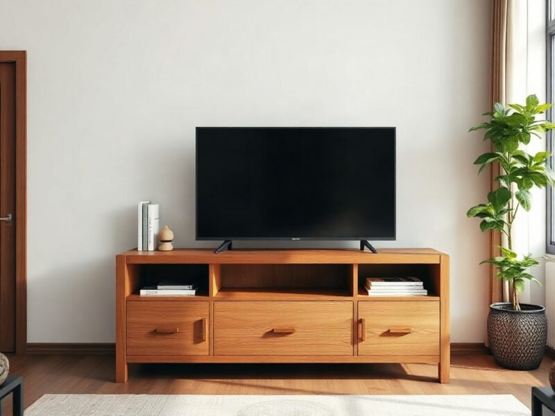 Điều cần biết trước khi mua kệ tivi thể hiện qua mẫu kệ gỗ tự nhiên