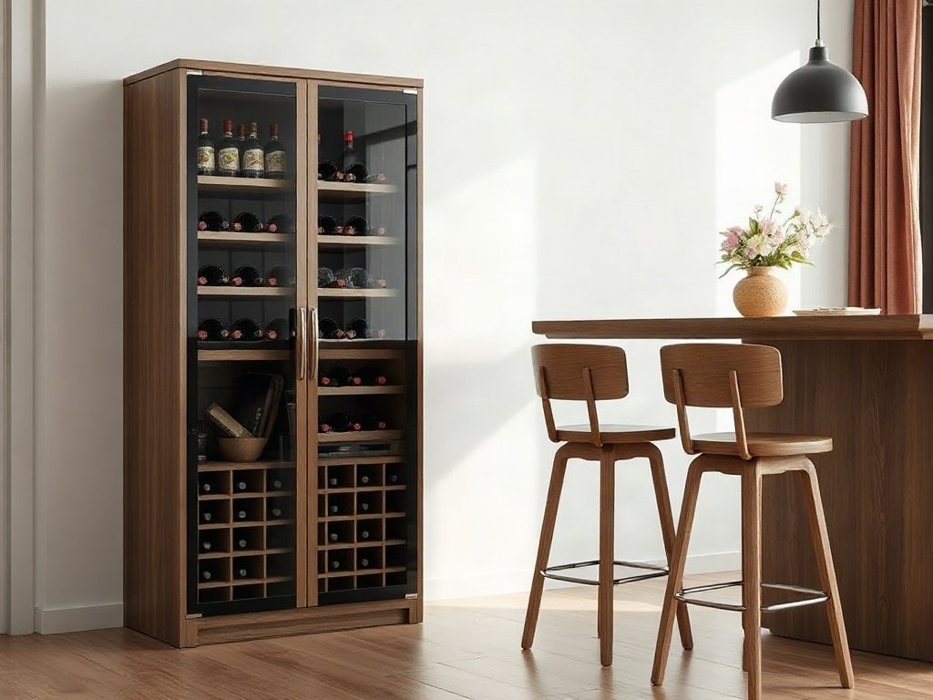 7 Mẹo Chọn Ghế Phù Hợp Tủ Rượu Gỗ Tự Nhiên Chuẩn Nhất ghe bar chan cao cho tu ruou phong cach hien dai