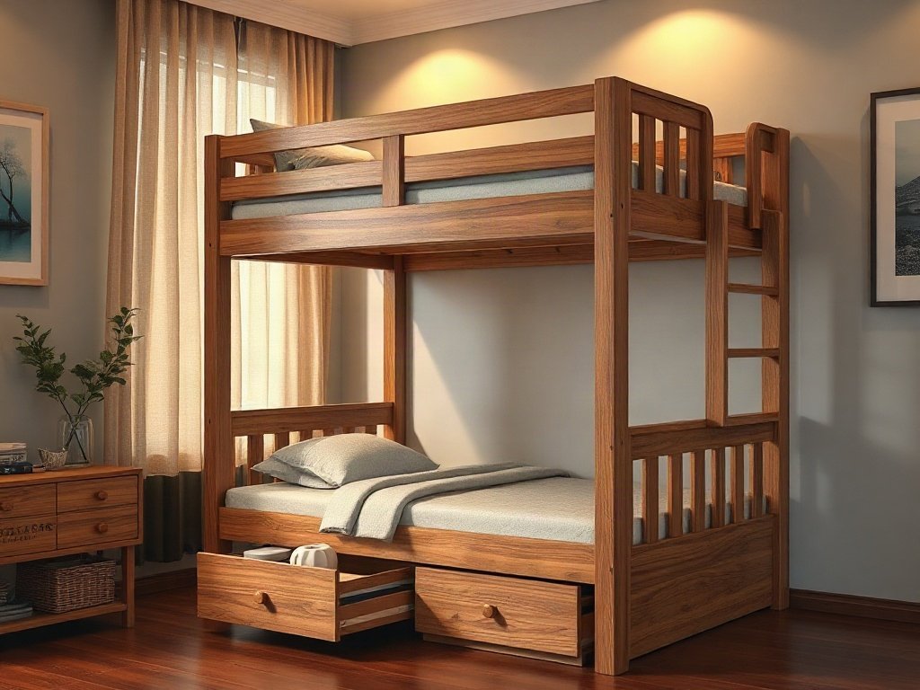 7 Lời khuyên để mua giường tầng chất lượng tốt Giường tầng cao cấp tích hợp ngăn kéo cầu thang lưu trữ