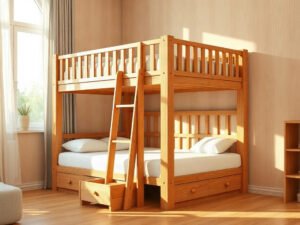 Giường tầng cho bé tại quận 10 bằng gỗ tự nhiên chắc chắn an toàn