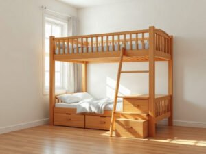 Giường tầng gỗ tại quận 7 kiểu dáng chắc chắn cho phòng ngủ trẻ em
