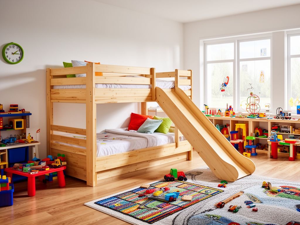 Báo Giá Giường Tầng Trẻ Em Gỗ Cao Su Mới Nhất 2026 Giường tầng trẻ em gỗ cao su có cầu trượt vui nhộn