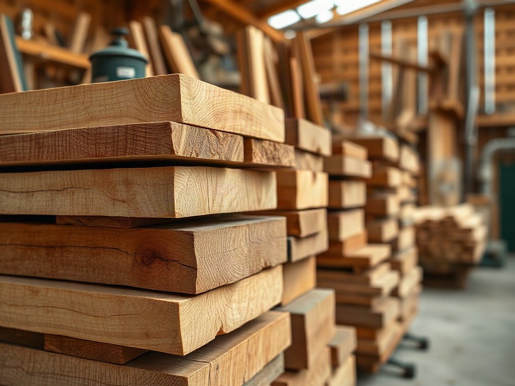 Gỗ tự nhiên xẻ phơi sấy chuẩn bị đóng tủ thờ chống ẩm mốc