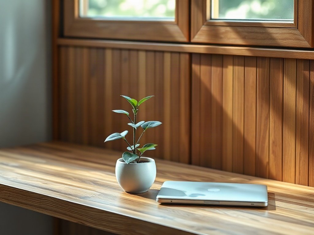 6 ý tưởng decor bàn làm việc phong cách ấn tượng nhất hiện nay Góc bàn làm việc phong cách xanh với chậu cây nhỏ cạnh laptop