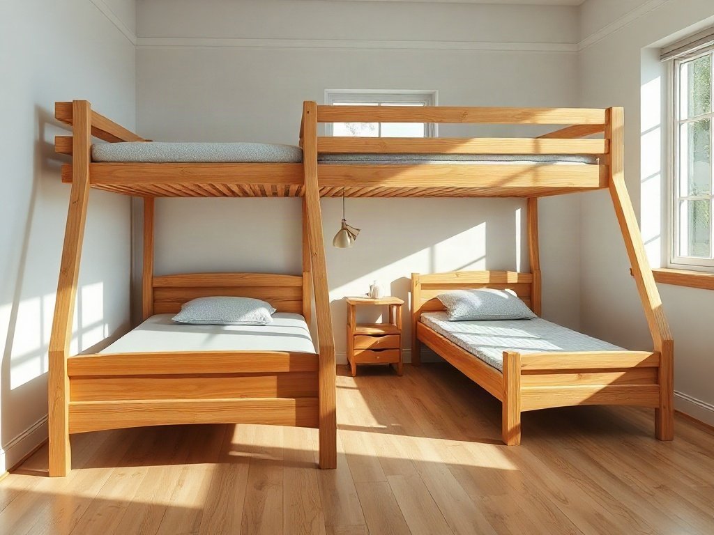Giường tầng thông minh tại quận 9 đa năng hiện đại Hai giường đơn tách rời từ một bộ giường tầng gỗ tự nhiên