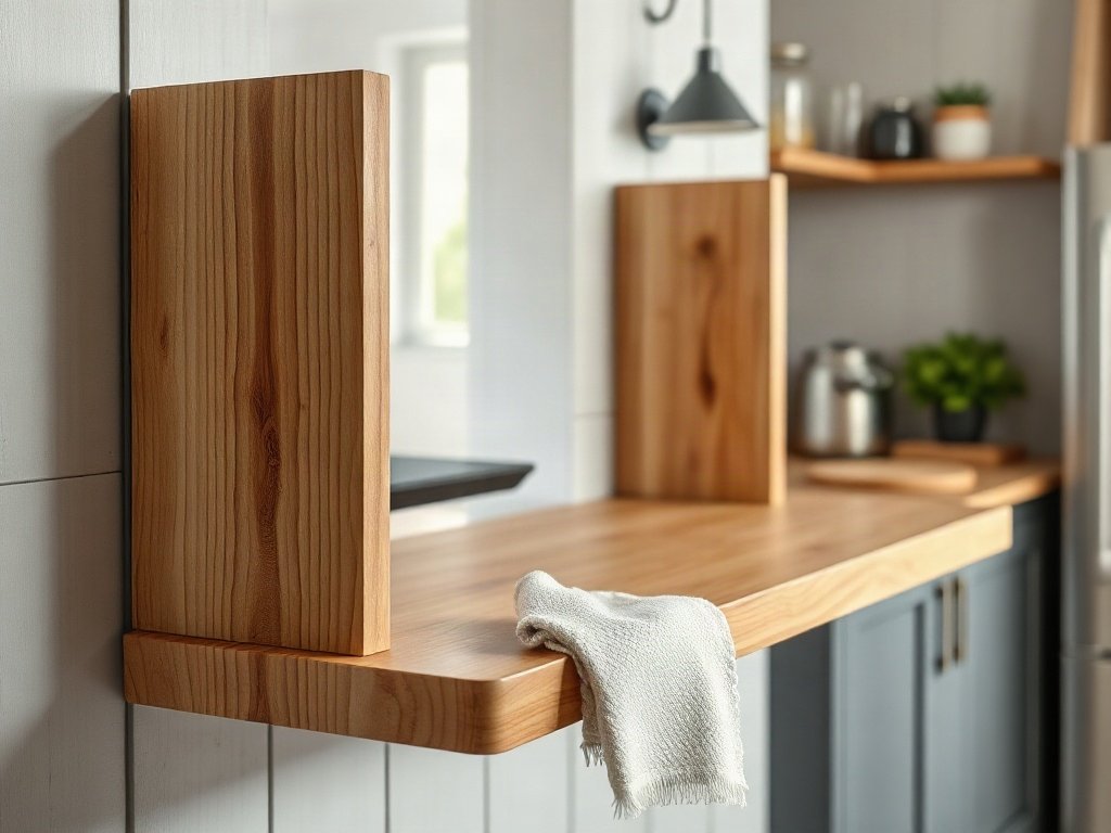 Trang trí nhà bếp Kệ gỗ trang trí nhà bếp sau khi lên dầu bảo dưỡng bề mặt