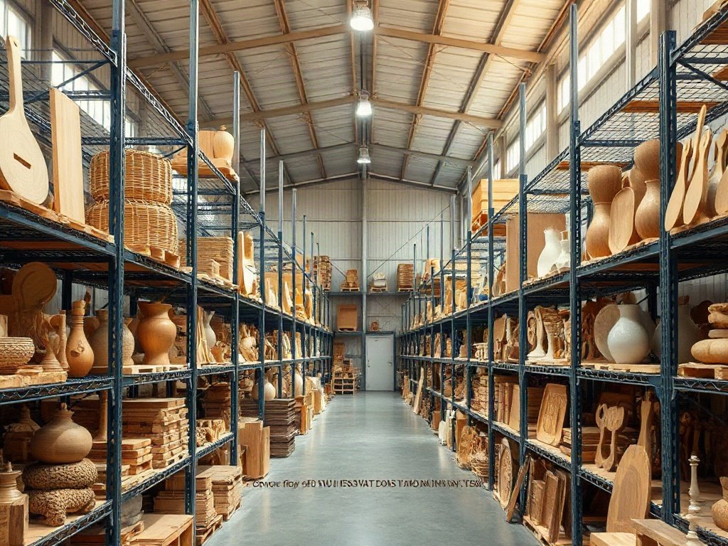Kho hàng bán sỉ đồ trang trí nội thất gỗ tự nhiên xếp gọn trên kệ