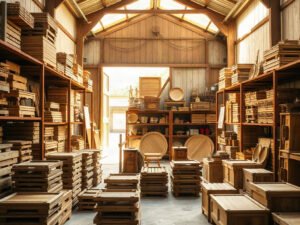 Kho xưởng trưng bày sản phẩm bán sỉ đồ trang trí nội thất gỗ tự nhiên
