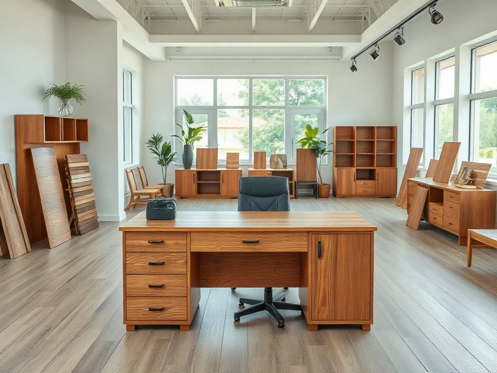 Kinh nghiệm chọn bàn làm việc bằng gỗ cao cấp Không gian trưng bày bàn làm việc bằng gỗ cao cấp kèm mẫu gỗ