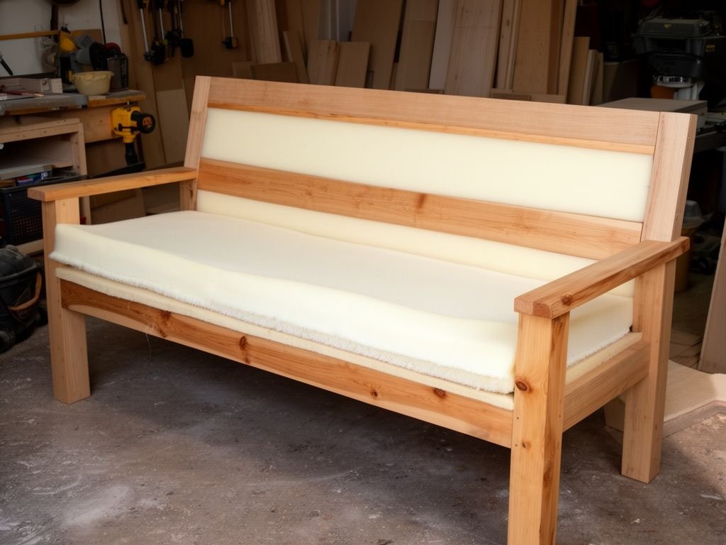 Sofa Nệm Băng Dài Bọc Nỉ Màu Xanh Dương Cho Không Gian Ấm Cúng Khung gỗ tự nhiên sofa băng dài trước khi bọc nệm