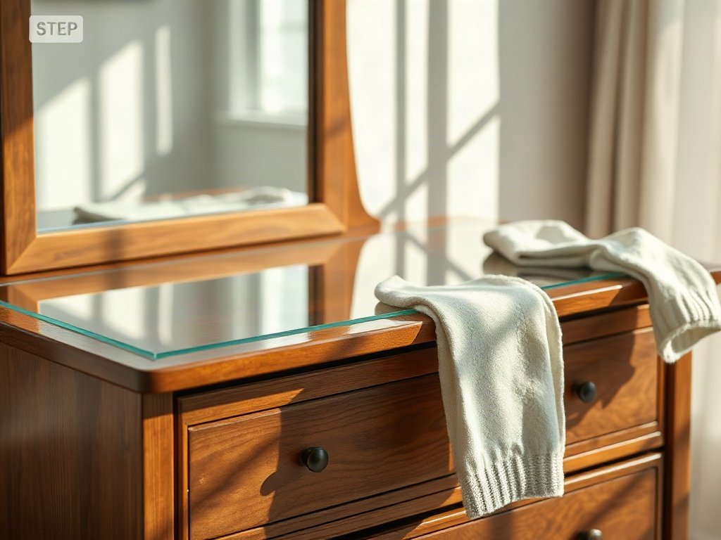 Làm sạch kính bàn trang điểm Mặt kính bàn trang điểm gỗ tự nhiên sạch bóng sau khi lau
