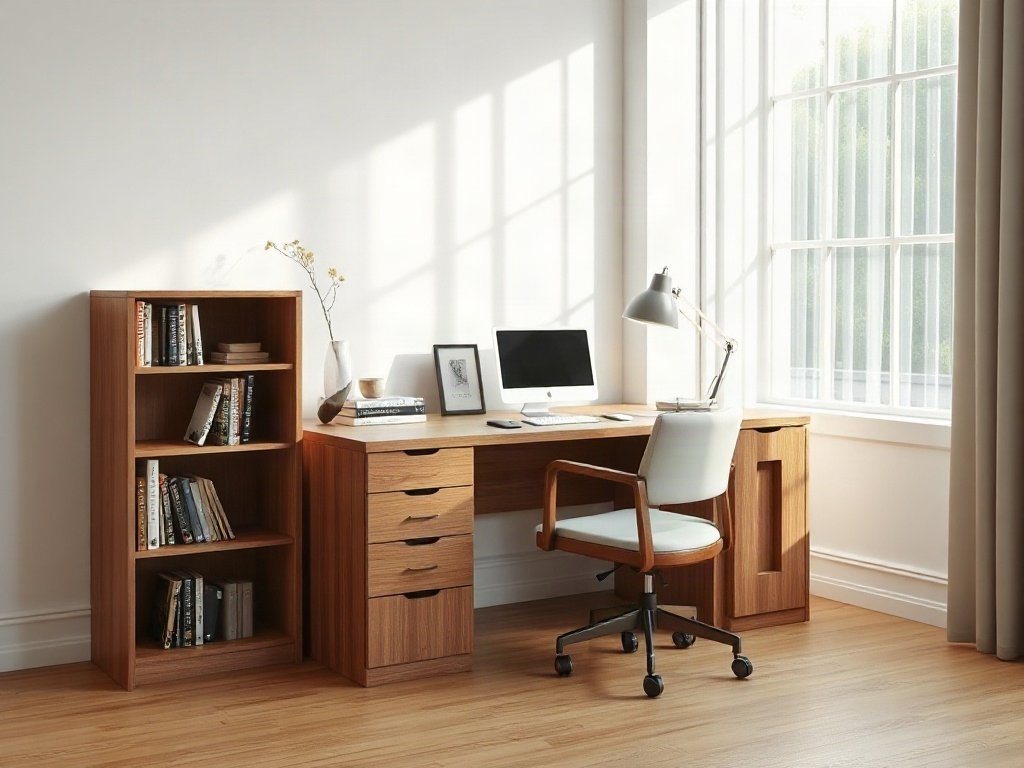 Mẫu bàn làm việc đẹp dáng chữ L kê góc phòng hiện đại
