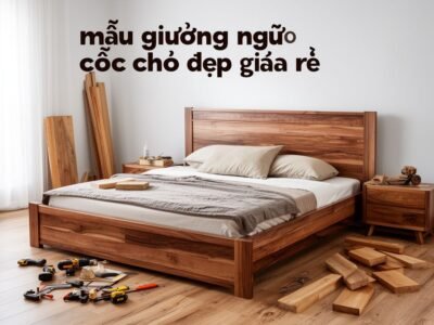 Mẫu giường ngủ gỗ óc chó đẹp giá rẻ phòng ngủ hiện đại