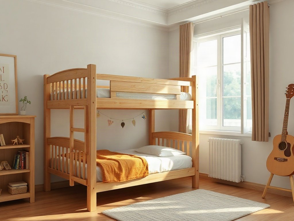 Mẫu giường tầng cho bé giá rẻ thiết kế đơn giản gọn
