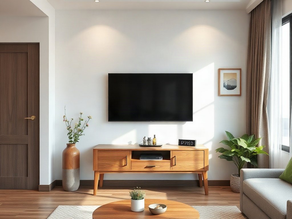 Mẫu kệ tivi đẹp treo tường cho phòng khách chung cư nhỏ