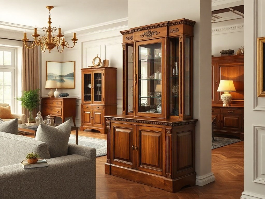 Tủ Rượu Góc Phòng Khách Tiện Nghi Và Sang Trọng Mẫu tủ rượu góc đẹp phong cách tân cổ điển chạm khắc tinh tế