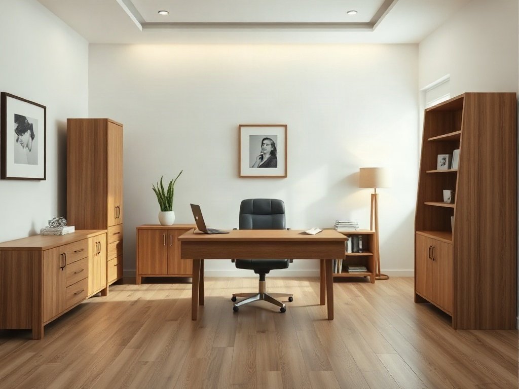 Mẫu Bàn Giám Đốc Đẹp – Thể Hiện Đẳng Cấp Lãnh Đạo Nội thất phòng giám đốc đồng bộ bàn tủ kệ cùng tông gỗ