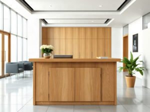 Quầy lễ tân gỗ sồi tự nhiên tại địa điểm mua quầy lễ tân quận 5