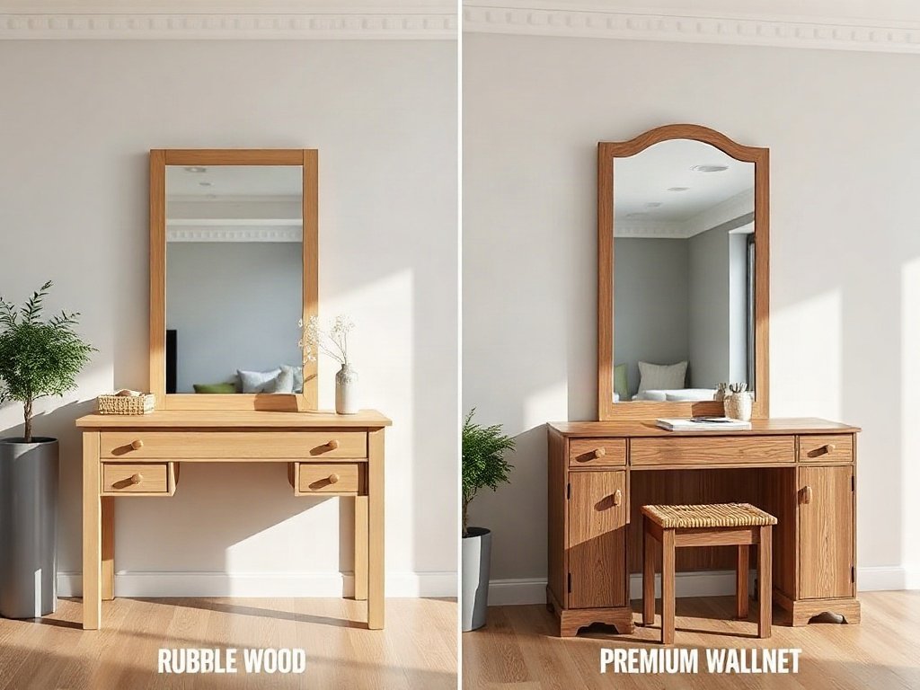Mua bàn trang điểm giá rẻ chất lượng có bảo đảm So sánh bàn trang điểm giá rẻ và bàn trang điểm cao cấp gỗ óc chó