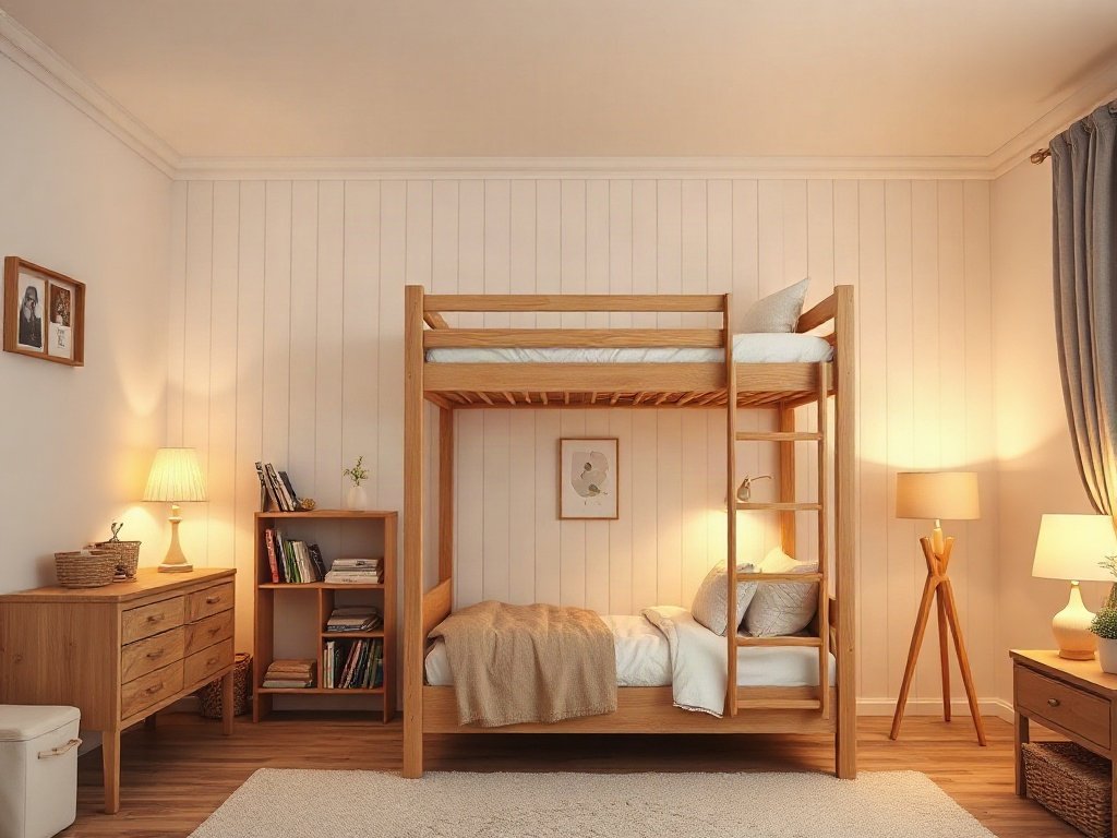 so sánh các cách bố trí đèn ngủ cho bé trên giường tầng