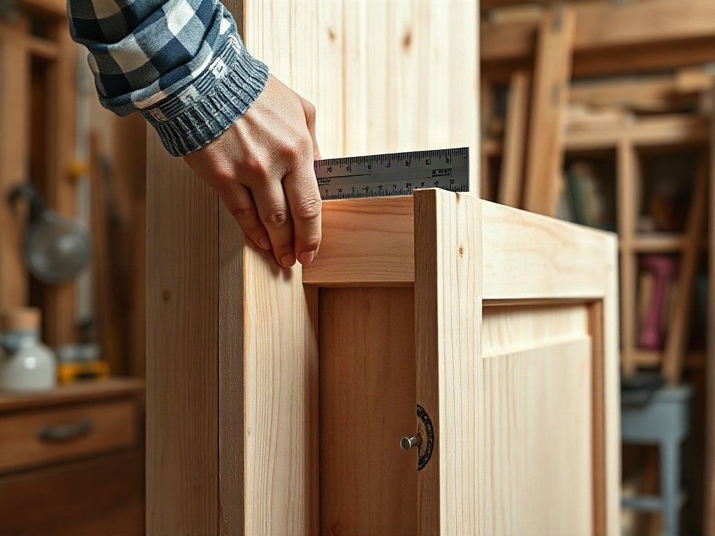 Tủ Rượu Góc Phòng Khách Tiện Nghi Và Sang Trọng Thợ mộc đo góc tường chuẩn bị đóng tủ rượu góc gỗ